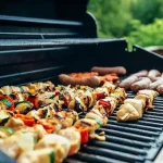 a grill with the famous chicago food