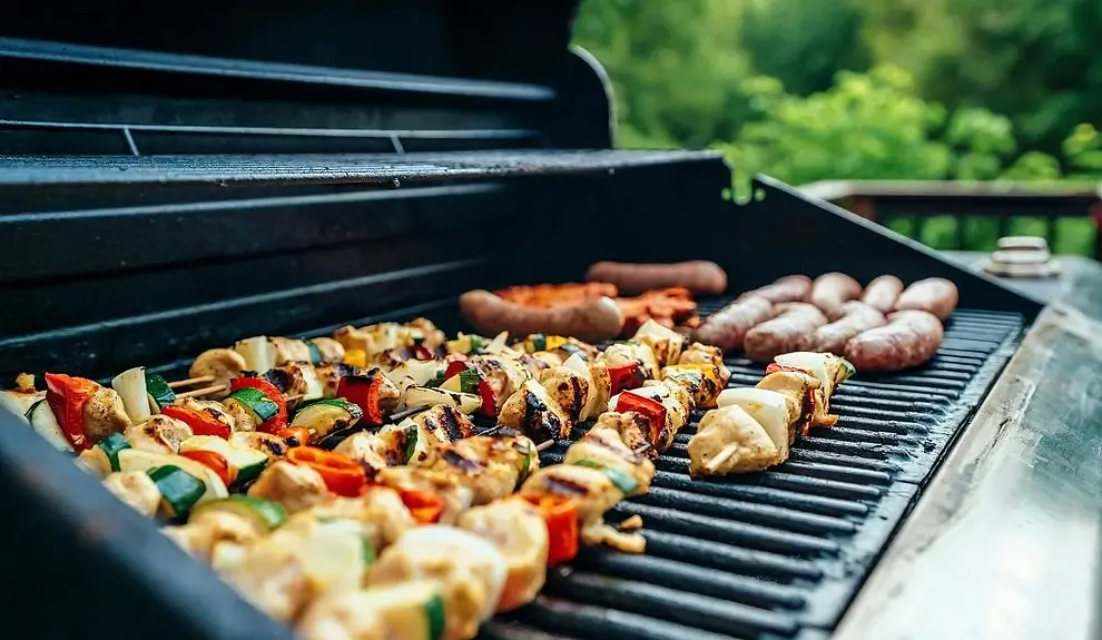 a grill with the famous chicago food