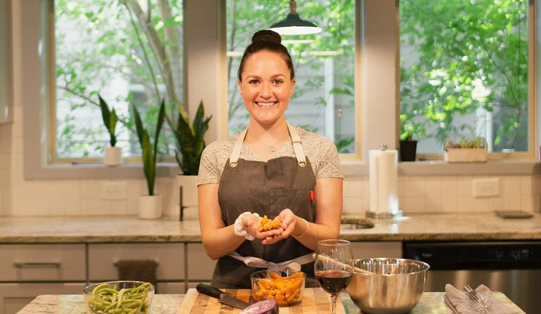 a chef cooking vegan food
