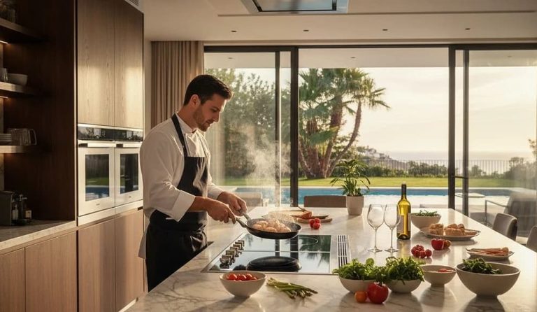 a private chef cooking on a vacation villa
