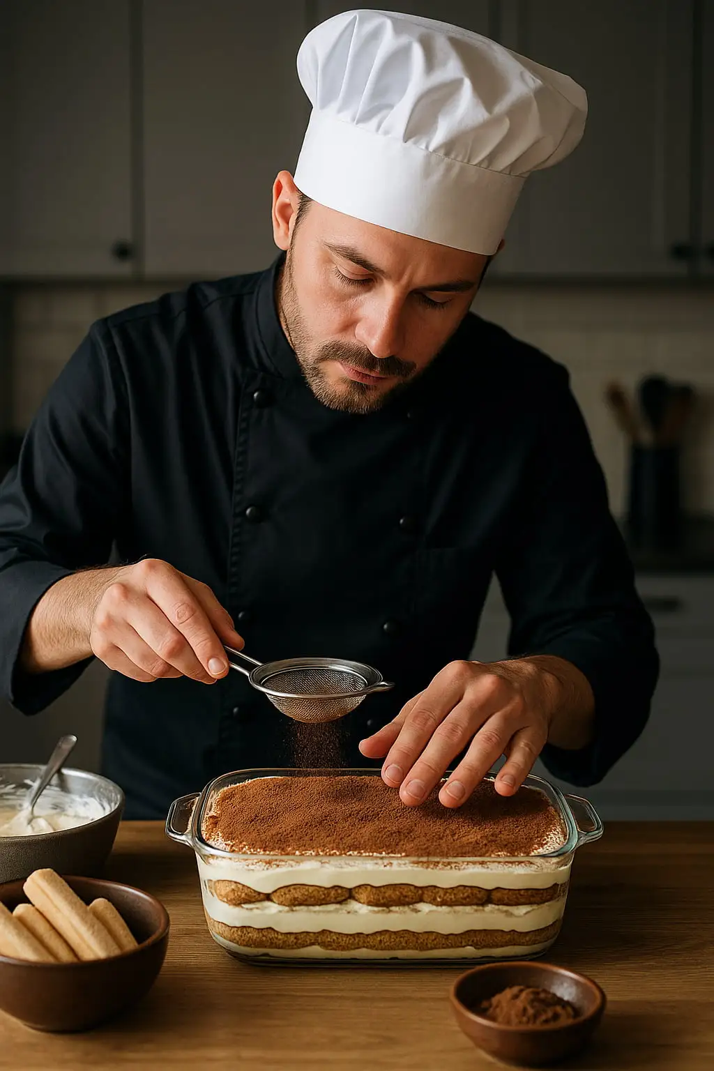 chef cooking tiramisu