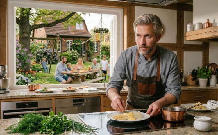 Privatkoch bereitet Essen tanz den mai