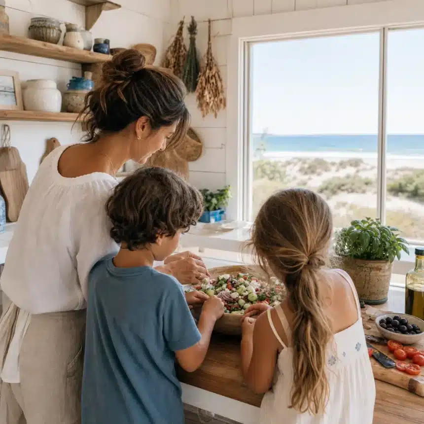 Family vacation dinner ideas: easy and stress-free meals beach house kitchen family cooking