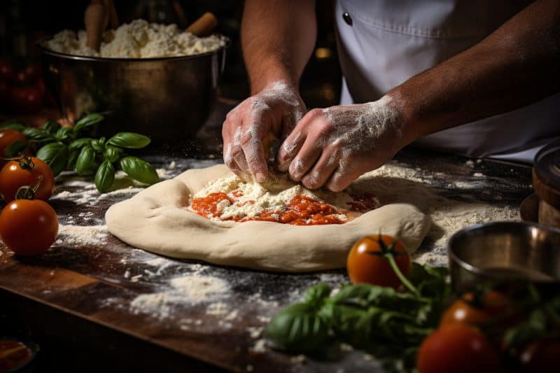chef a paris avec une pizza