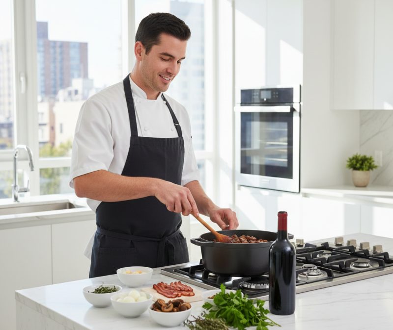 Un chef prépare le meilleur bœuf bourguignon à Dijon