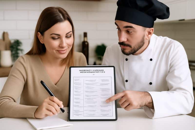 chef privado asesorando menú semanal