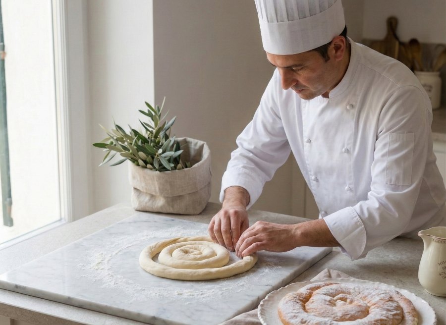 chef privado en Mallorca preparando ensaimada