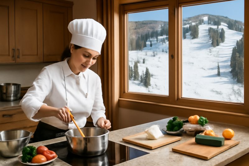 chef privé en un voyage au ski