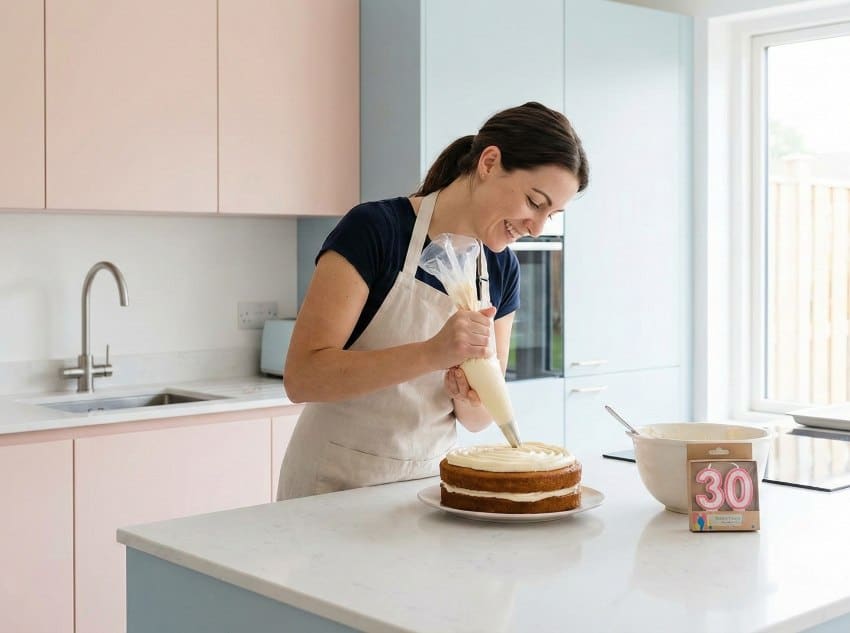 Chef privé préparant un gäteau pour un dîner du 30e anniversaire