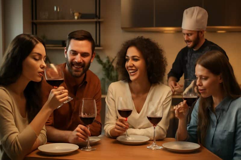 dégustation de vin à domicile avec chef privé