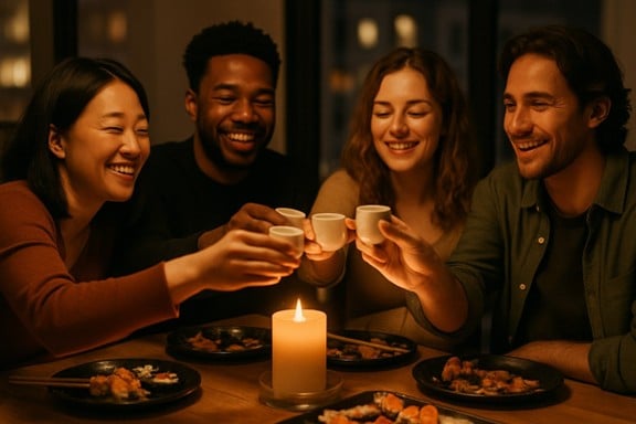 Sushi dinner party ideas: how to host an authentic experience at home friends and sake