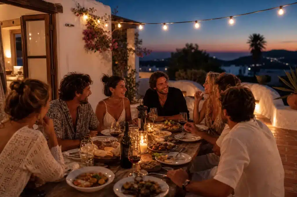 Ibiza food guide 2026: local flavors and dining experiences ibiza-villa-candlelit-dinner-friends