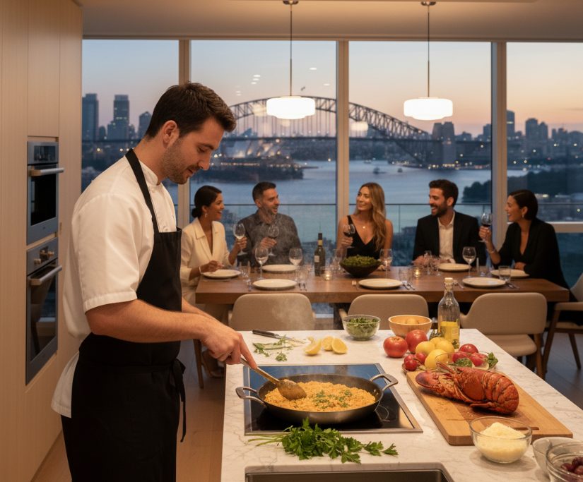 A private chef cooking in Australia