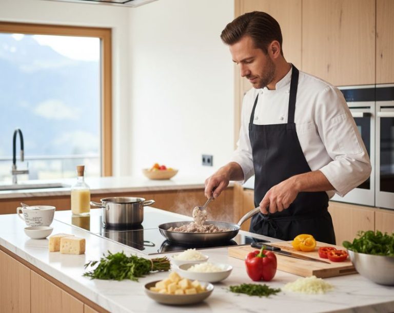 private chef cooking in a villa