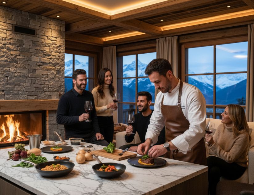 private chef at a wine tasting party at home