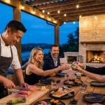 friend enjoying a dinner with a sushi private chef in austin, texas