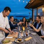a group of 4 enjoying a private sushi chef dinner in seattle