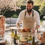 relaxed Sunday lunch with friends