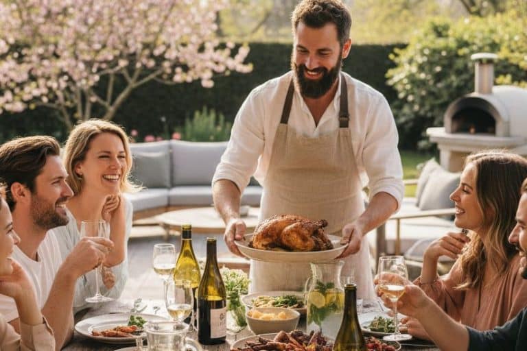 relaxed Sunday lunch with friends